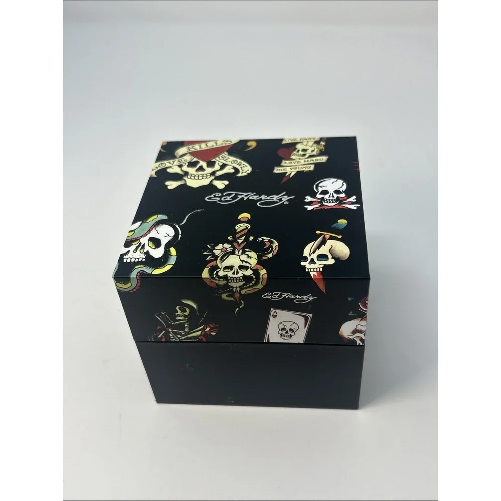 NIB Ed Hardy Men's Gold Tone Chronograph Watch Black Dial ($95 Retail)